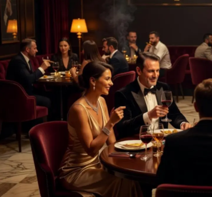 Éjszakai galéria jelenetek pókerasztaloktól a fine dining élményekig a Budapest Night Zone-ban.